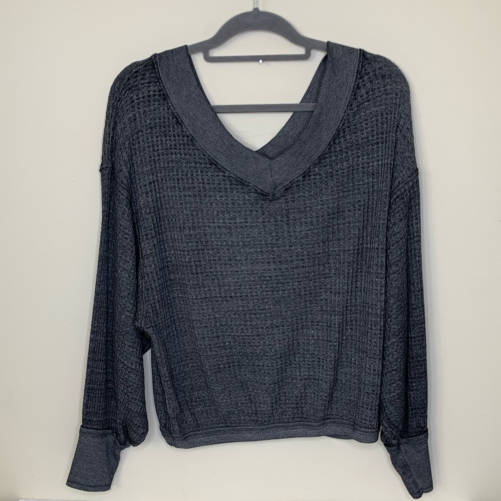 Free People South side black thermal sweater - Picture 3 of 6
